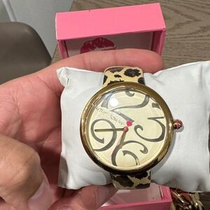 Betsey Johnson Gold and Leopard Women's Watch
